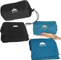 BlueHills Premium Soft Ultra Compact Travel Blanket Value Pack Set of 2 - Airplane Traveling Essentials Flight Blanket Throw in a Portable Bag Car Plane Travel Gift Black and Peacock T by BlueHills