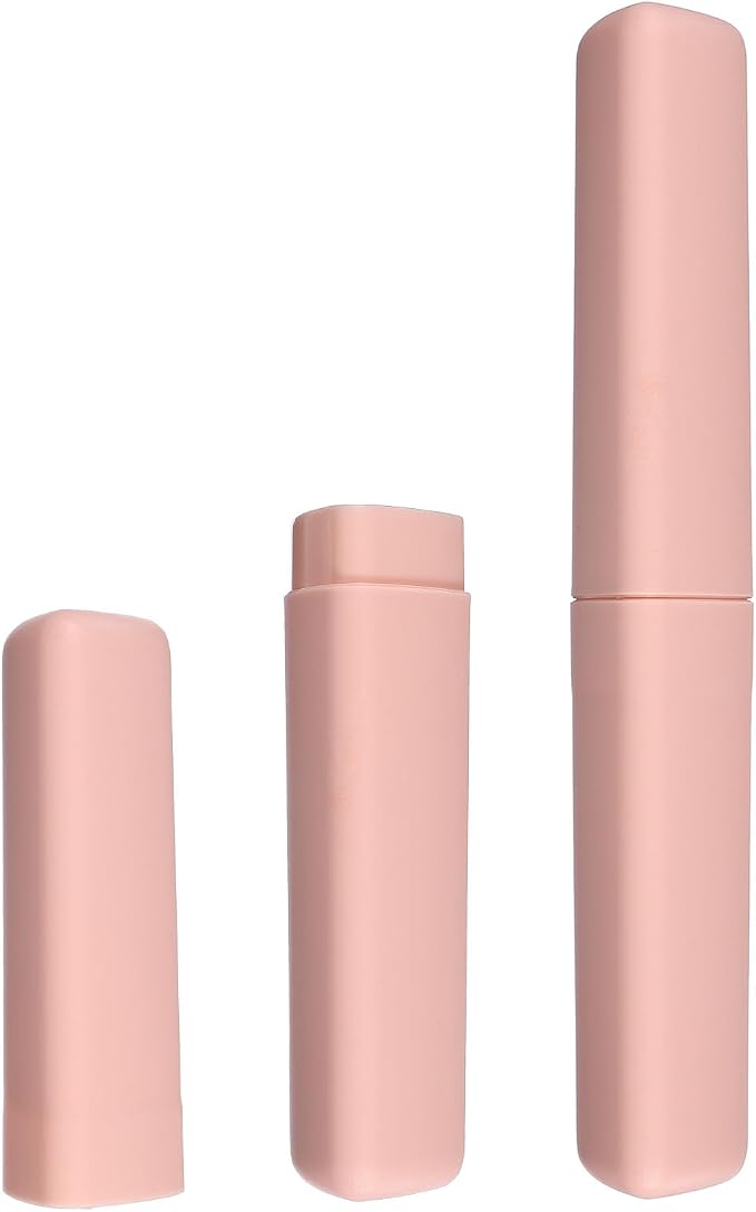 uxcell 2Pcs Travel Toothbrush Case, 8.27 x 1.38 Portable Travel Toothbrush Holder, Plastic Toothpaste Container for Bathroom, Gym, Business Trip, Camping, Pink by uxcell