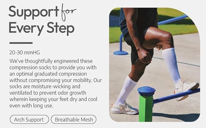 Compression Socks for Men and Women, 20-30 mmHG, Graduated Compression for Flight, Travel, Sports, Pregnancy, Running - Image 4