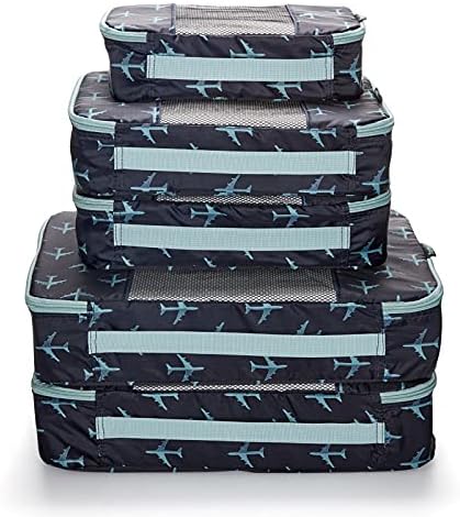 Travel Wise Packing Cubes for Travel - 5 Piece Set with Pattern Design, Lightweight Ripstop Nylon Luggage Organizers with Mesh Panel, Small Medium Large Sizes - Image 8