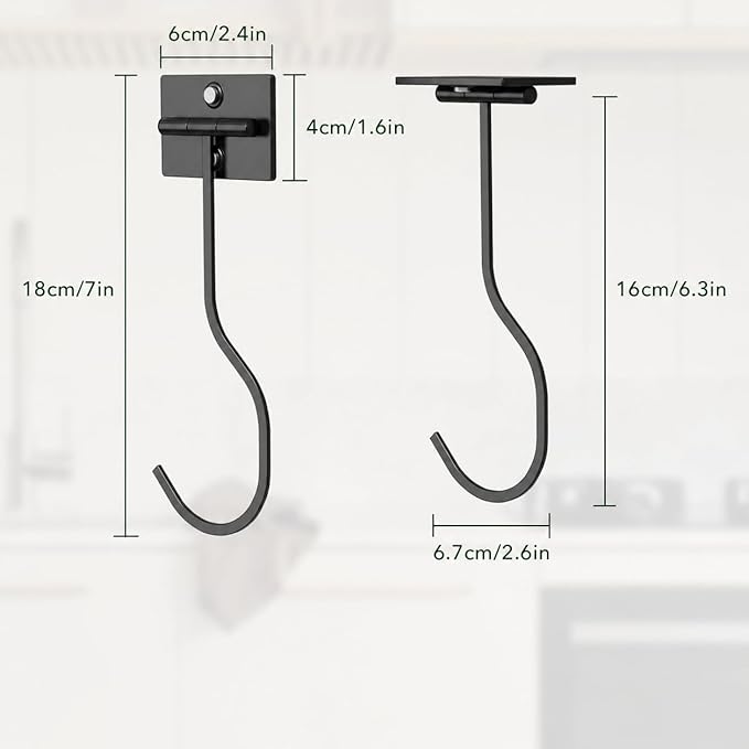Adhesive Banana Hook Under Cabinet, Under Counter Banana Hanger, Black | Foldable Banana Hanger, Metal Banana Holder, Hold 20 Bananas, Space-Saving Design, Folding with Magnets When Not in Use - Image 2