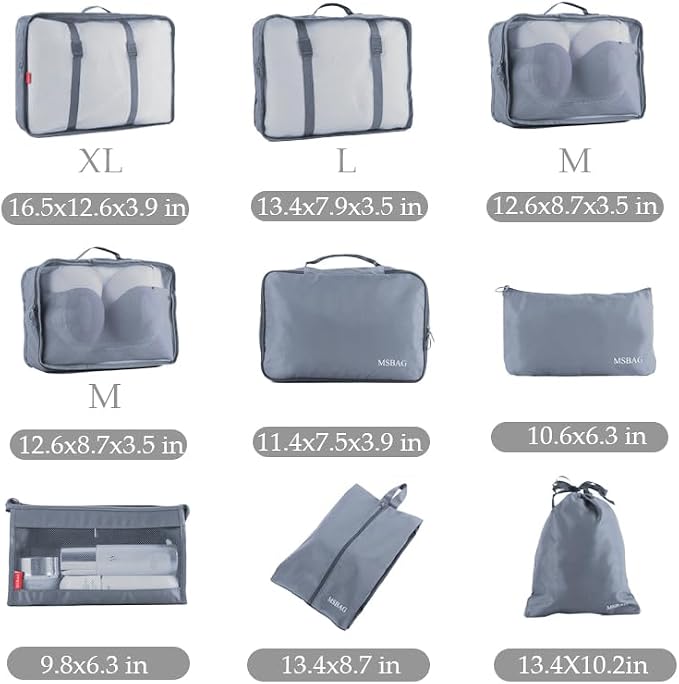 9 set Packing Cubes for Travel,Effortless Organization Cube for Quick Packing& Unpacking, Travel Must Have Suitcase Organizer Essentials for any Journey,Cruise,Business trip,Camping,hiking,Vacation. - Image 6