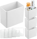 4 Pcs Wall Mounted Organizer Non-Drilling Adhesive Floating Shelf White Wall Bin Organizer Hanging Storage Containers for Bedroom Bathroom Kitchen Office by Suclain
