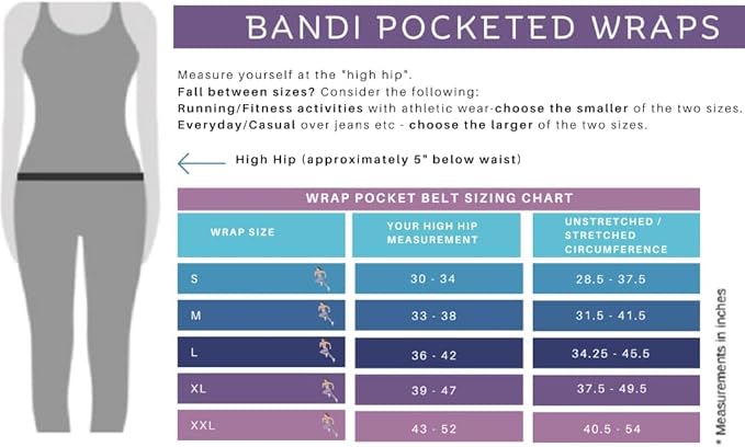 BANDI Pocketed Wraps – Running Waist Belt with Pockets for Phone, Money, Keys & Medical Devices | Secure, No-Bounce Travel & Fitness Belt, for Women and Men, USA Company - Image 5