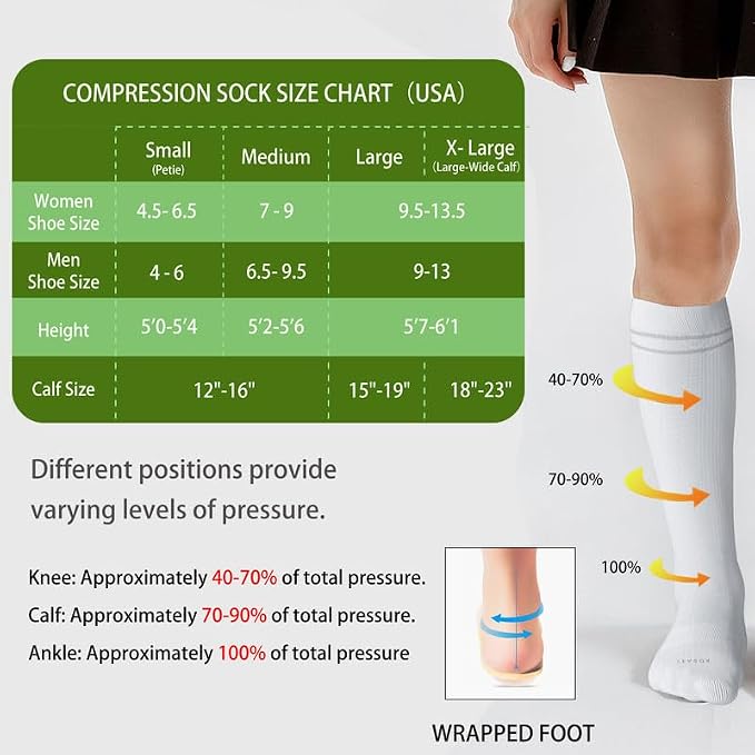 LEVSOX Viscose Made from Bamboo Compression Socks for Pregnant Women 20-30 mmHg Knee High Cute Mens Supports Socks for Travel - Image 5