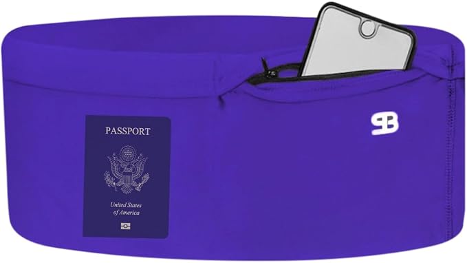 Running Belt Money Belt 4-Pocket Phone Holder | No-bounce Fanny and Waist Pack, 4 Large Security Pockets and Zipper, Fits All Size Phones Travel Documents and Passport by Stashbandz
