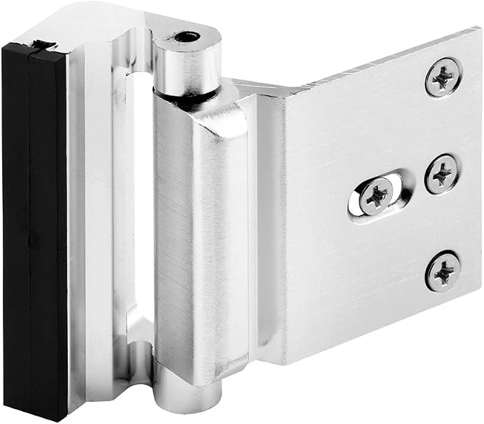 Prime-Line U 11325 Door Reinforcement Lock – Add Extra, High Security to your Home and Prevent Unauthorized Entry – 3” Stop, Aluminum Construction, Brushed Chrome (Single Pack) | Add Extra High Security, Prevent Unauthorized Entry, 3 in. Stop, Solid Br... by Prime-Line