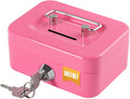 Cash Box with Lock Small Cute Coin Lock Box with Money Slot Mini Portable Gamblers Safe Box 4.5"x3.4"x2.4" Pink by Crinwaki