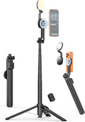 69" Magnetic Tripod for iPhone with Magnetic Light (MPT-04) | Selfie Stick with Magnetic Selfie Light & Remote, Extendable Tripod, Vlogging Kit for Magsafe iPhone/Android Video Recording by USKEYVISION