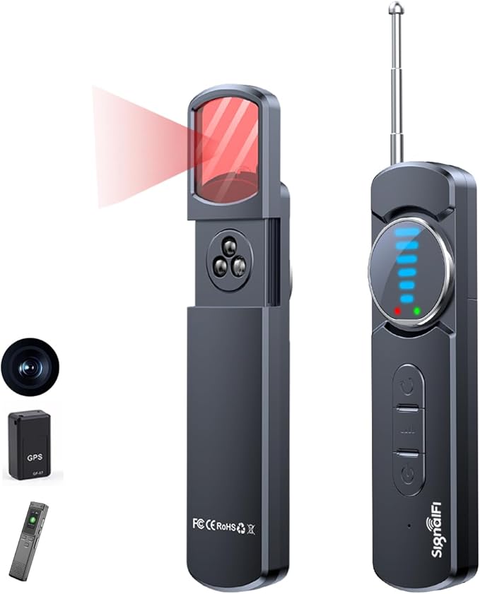 Hidden Camera Detector,Upgraded Hidden Bug and Camera Detector, Bug & GPS Tracker Detector Portable Privacy Protector for Travel/Hotel/Car, Camera Detector Spy Camera Finder with LED (Black) by Unknown