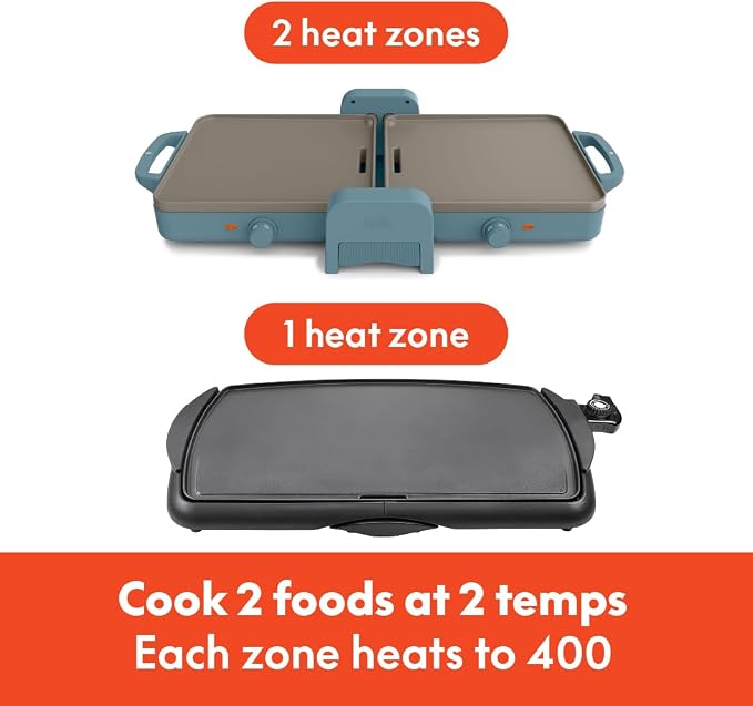 bella 10"x20" Fold and Store Griddle, Non-Toxic, Ceramic Coating, Surf - Image 4