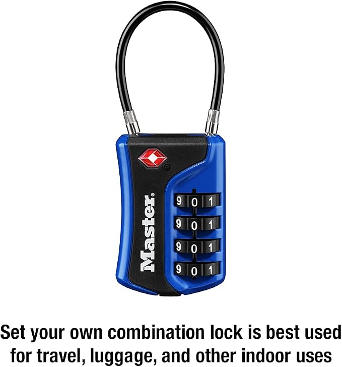 Master Lock TSA Approved Combination Luggage Lock 3-Pack Assorted 4697EC3 | TSA Accepted Set Your Own 4-digit Combination Lock Secure Suitcases, Backpacks For Travel 1-3/8" Wide 1-1/2" Long - Image 2
