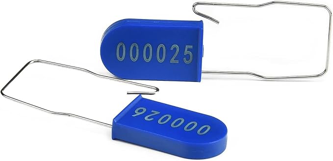 500pcs Security Metal Wire Padlocks, Plastic Security Seals Disposable Anti-Tamper Tag Locks with Numbered Anti Tamper Tag Hasps (Blue, 500pcs) by Rasunkae