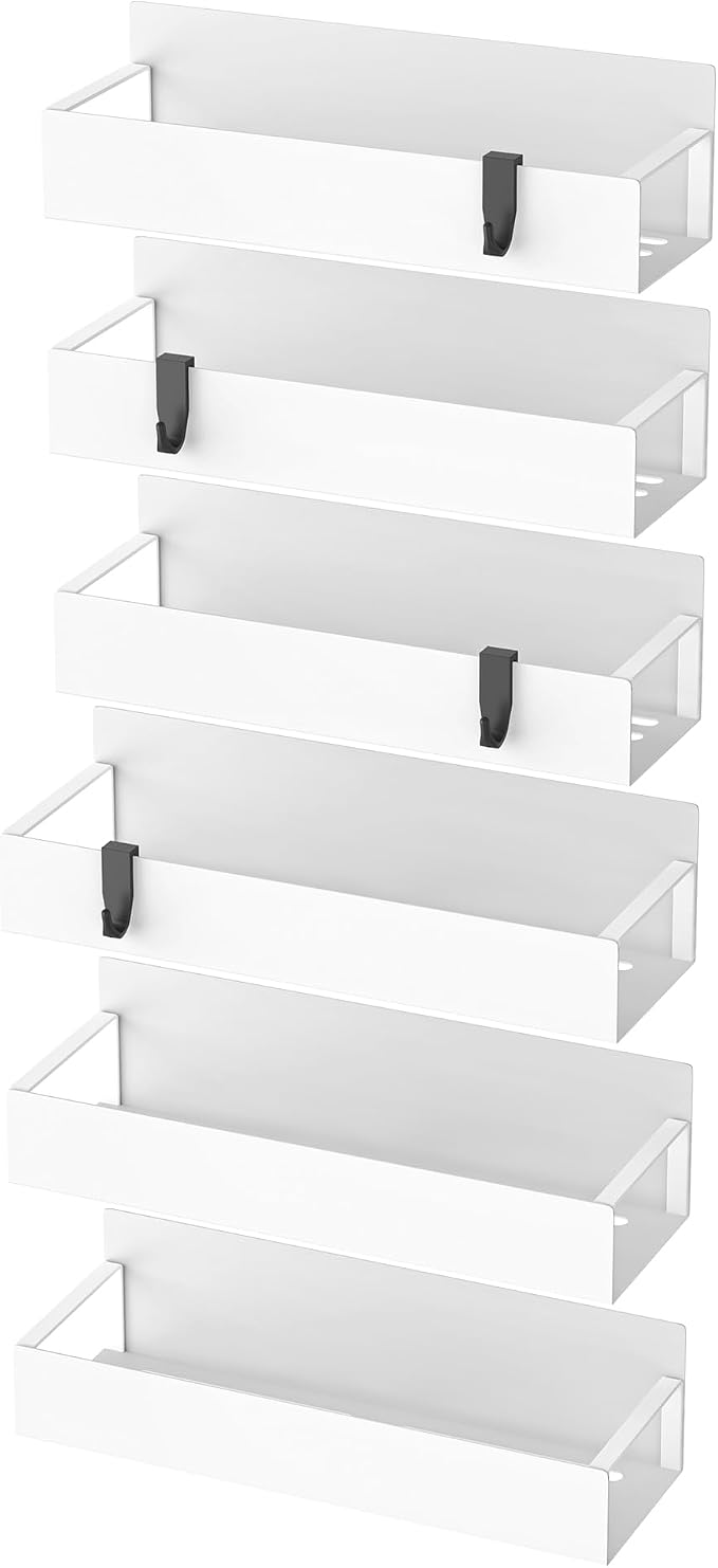 HuggieGems Metal Magnetic Spice Rack for Refrigerator White, 6 Pack | Magnetic Shelves Heavy Duty for Fridge in Kitchen, Seasoning Storage Organizer, For Oven Washer and Dryer, For Heavier Items - Image 6