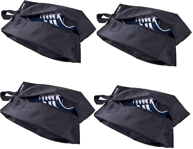 MISSLO Portable Nylon Travel Shoe Bags with Zipper Closure (Pack 4, Black) - Image 2