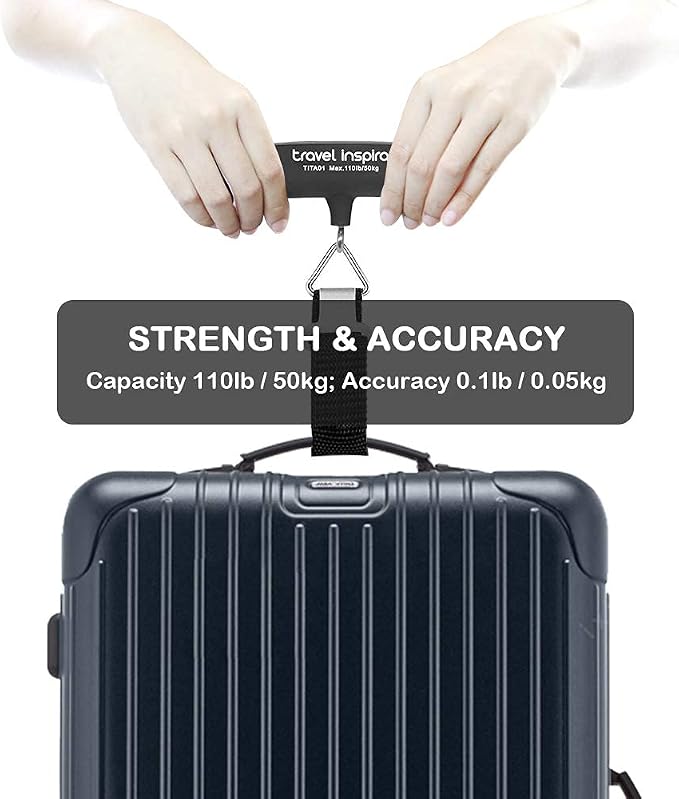 travel inspira Luggage Scale, Portable Digital Hanging Baggage Scale for Travel, Suitcase Weight Scale with Rubber Paint, 110 Pounds, Battery Included - Image 3