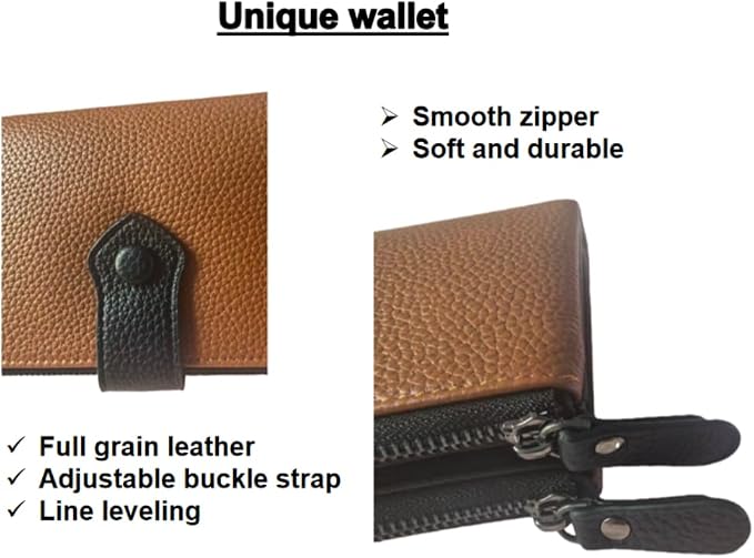 Women Slim Wallet Rfid Blocking With Passport And Credit Cards Holder Purse For Minimalist Soft Leather Zipper Monederos (brown) - Image 5
