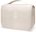 Lcsmaokin Large Capacity Toiletry Bag Travel Bag with Hanging Hook for Men and Women Waterproof Travel Cosmetic Bag Bathroom Storage Bag for Brushes Set, Full-Sized Shampoo,Accessories(Beige) by Lcsmaokin