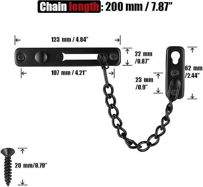 JQK Door Chain Lock Black, Stainless Steel Door Guard with Spring Anti-Theft Press Lock, Matte Black, HDC100-PB - Image 2