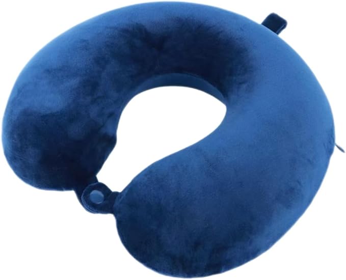 Travel Pillow,100% Pure Memory Foam U Shaped Neck Pillow,Super Lightweight Portable Headrest Great for Airplane, Car,Home,Office,Sleeping Rest (Blue) by Far+win