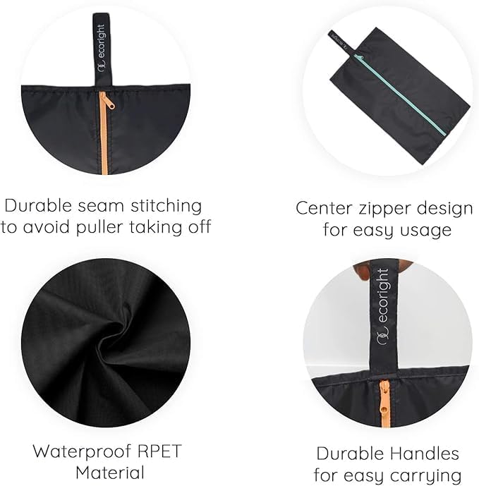 Ecoright Shoe Bags for Travel, Set of 2, 100% Recycled Water-Resistant Zipper Pouch Bags, Shoe Bags for Storage, Travel Essentials for Men & Women - Image 4