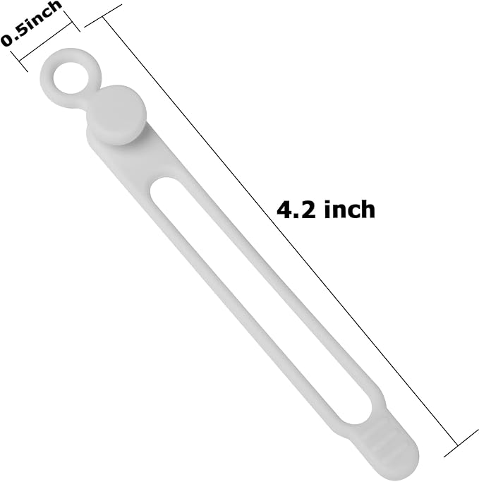 Silicone Cable Ties, Cord Organizer Cable Management(16Pcs-White) | Reusable Cord Ties for Electronics, Office Desk Accessories, Home Travel Essentials, Easy to Use, 4.2 Inch - Image 2