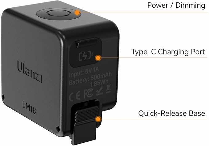 ULANZI LM18 Vlogging Light Mini LED Action Camera Video Light Magnetic Photography Fill Lighting for DJI Osmo Nano Action 3/4 Camera Cage Accessories, Xtra, Ulanzi PK-06 Pocket 3/4 Expansion Adapter - Image 8