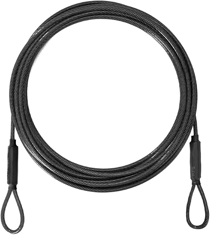3.3mm (1/8 Inch) Outdoor Travel Security Cable-3/4/6/10/15/20/30ft Luggage Lock Safety Wire Flexible Steel Wire Rope with Double Loop Safety for Luggage, Bike, Lock (Black, 20ft-(1Pack) by MiMetty