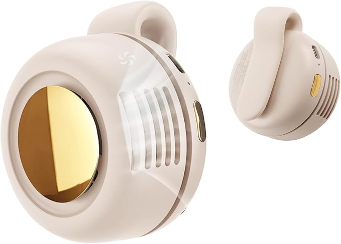 Portable Silent Mini Bladeless Fan Clip On, Small Fan Clip on for Shirt & Waist, Adjustable 3-Speed Suspended Whirlwind Fans, For Outdoor & Travel & Office, Travel Accessories, Gift (White) by MUUQANYU
