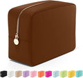 Embla Large Makeup Bag and Waterproof Nylon Travel Toiletry Bag, Large Capacity Cosmetic Zipper Pouch, Dark Brown by Embla