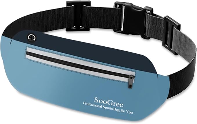 SooGree Running Waist Pack for Men Women, Lightweight Waterproof Sports Belt Bag, Phone Running Pouch, Night Reflective Fitness Storage Bag for Running Cycling Hiking Traveling (Lake Blue/Blue) by SooGree