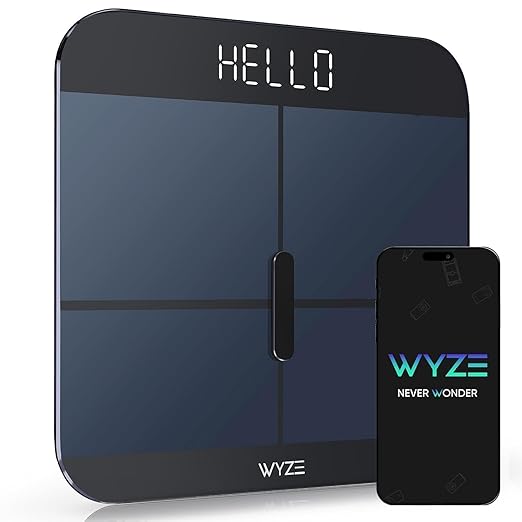 Wyze Smart Scale X Digital Bathroom Scale for Body Weight and Fat (Black) | BMI Muscle Mass Body Composition Scale, ITO Glass, Baby/Pet/Luggage Modes, Batteries Included, Syncs with Fitness Apps by WYZE