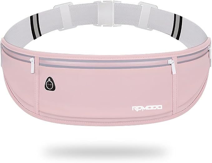 Running Belt Fanny Pack for Women, Water Resistant Waist Pack, Pink | Large Capacity, Waist Pack for iPhone Samsung Series, Lightweight Running Phone Holder, Slim Money Belt for Hiking Outdoor by RDMODO