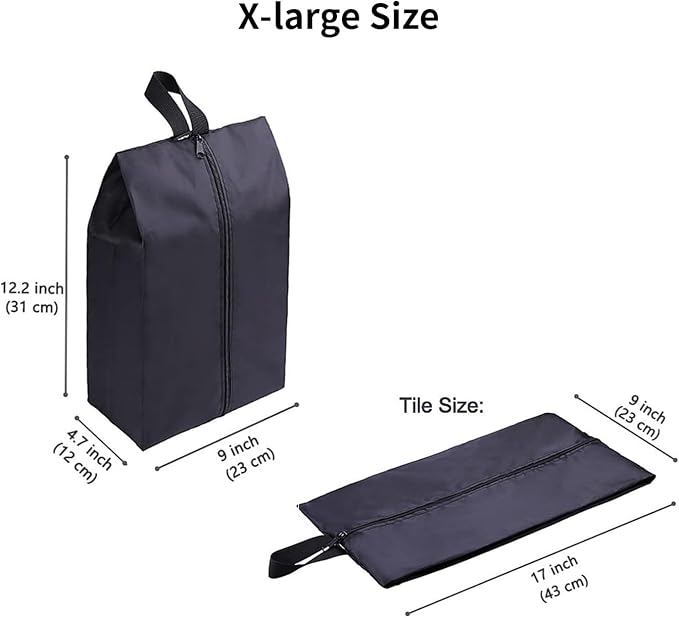 YAMIU Travel Shoe Bags Set of 2 Waterproof Nylon with Zipper for Men & Women (Black) - Image 3