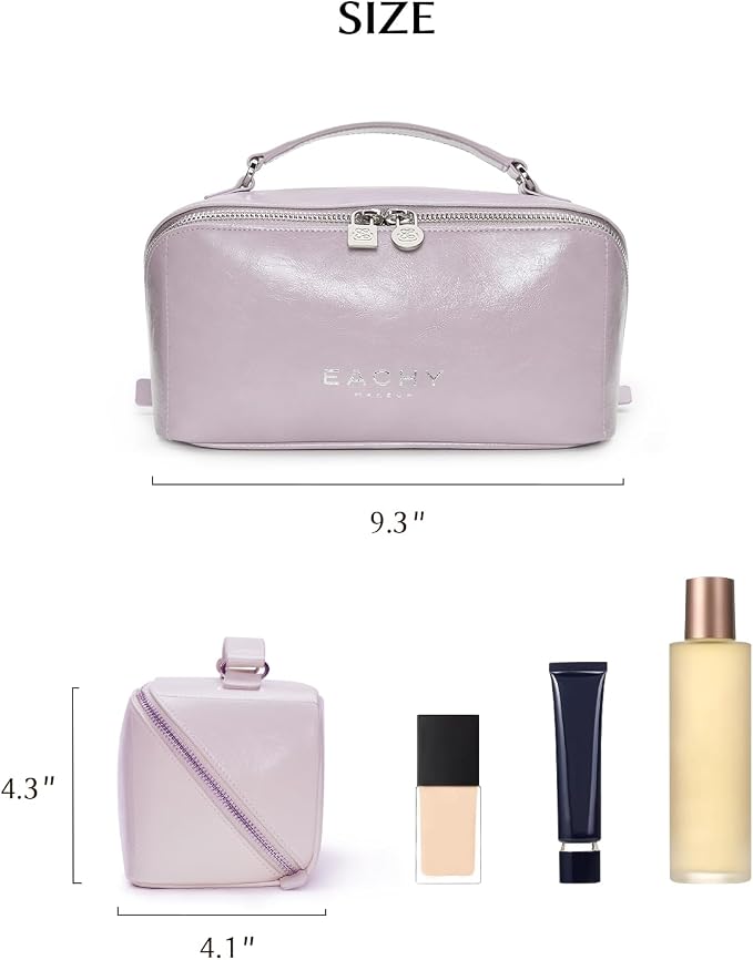 EACHY Large Capacity Travel Makeup Bag for Women, Cosmetic Pouch, Purple | Large-capacity zippered cosmetic pouch organizes makeup and toiletries as a travel makeup bag or toiletry bag for women - Image 6