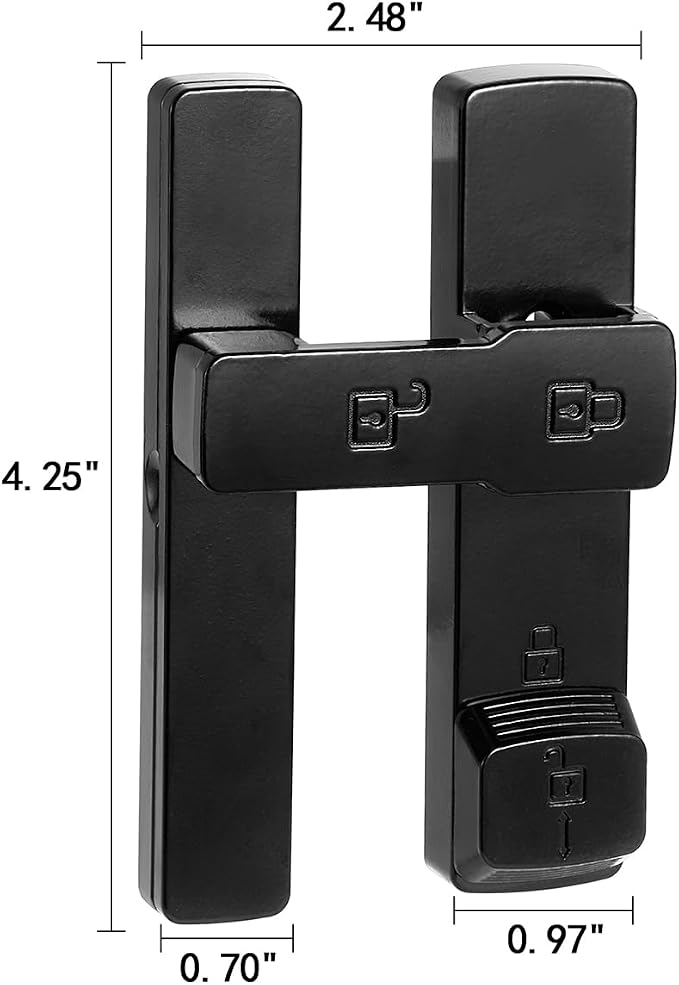 Black 180 Degree Barn Door Lock,Flip Gate Latches Hardware | Zinc Alloy Door Lock,Sliding Door Latches,for bedroom,drawer,pet enclosures,cabinet,garage,window - Image 2