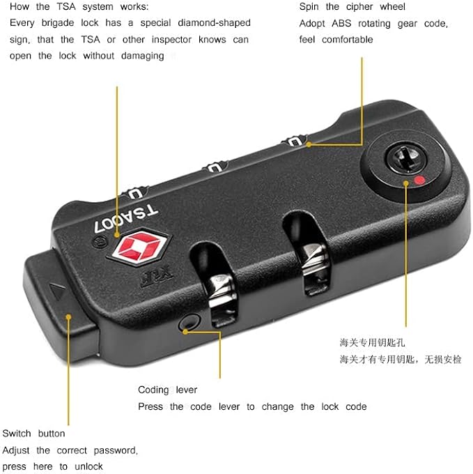 5Pcs Original American TSA007 Password Lock Zipper Suitcase Bag Fixed Customs Lock Luggage Cases Trunk - Image 6