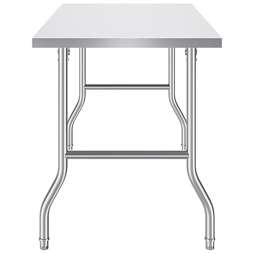 VEVOR Stainless Steel Foldable Work Table, 48 * 30 Inch Heavy Duty Food Outdoor Stainless Steel Worktable for Commercial Kitchen Restaurant - Image 11