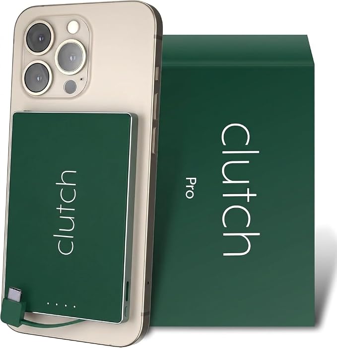 Clutch - Pro USB-C Portable Charger - Compatible with iPhone 15, 16, 17 & Android Devices - Power Bank Magnetic Battery - TSA Travel Approved - USB Rechargeable - Built-in Cable - 5000 mAh - 3.7oz by ClutchCharger