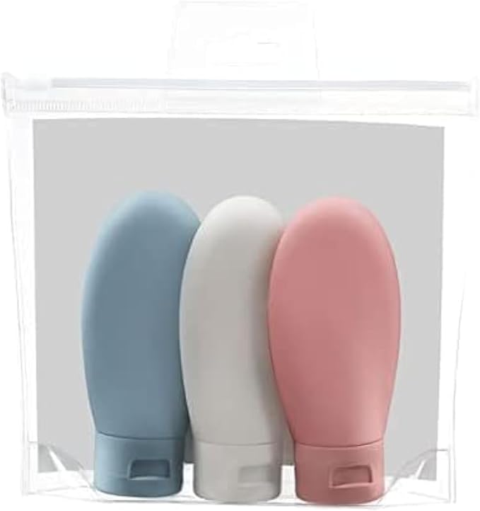 ZALUJMUS Travel Bottle, 3 Pcs Leak Proof Refillable Squeezable Containers Set(60 ml) with Label and Transparent Carry Bag for Liquid Shampoos, Soap and Toiletries. (Multicolor) | Leak Proof, Refillable Squeezable Containers, Includes Label and Transpar... - Image 5