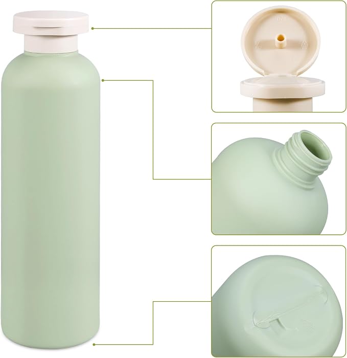 Travel Shampoo Bottle, Empty Plastic Squeeze Bottles 13.5oz with Flip Cap, Lotion Container for Toiletries Travel Size Shampoo and Conditioner (2 pack blue, 2 pack green) - Image 4