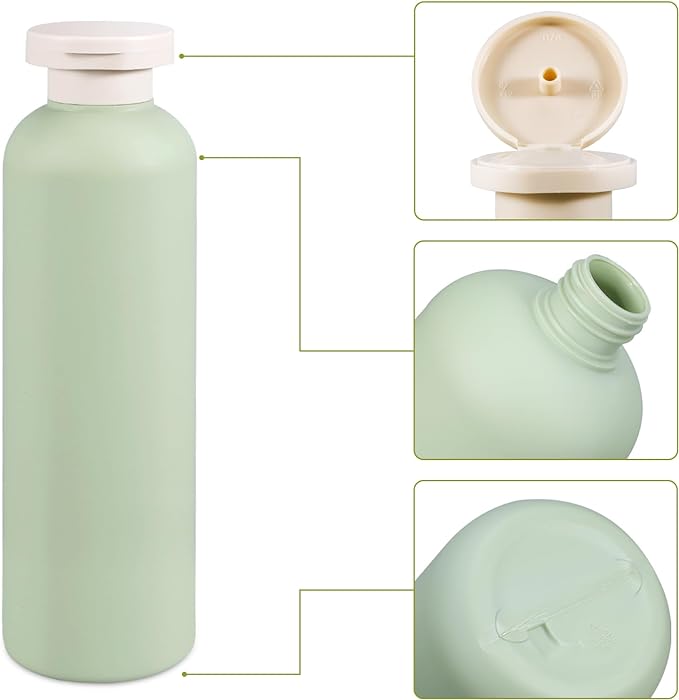 13.5oz Squeeze Bottles with Flip Cap, Refillable Plastic Travel Bottles for Creams, Lotion, Shampoo, Conditioner (2 Pcs) - Image 3
