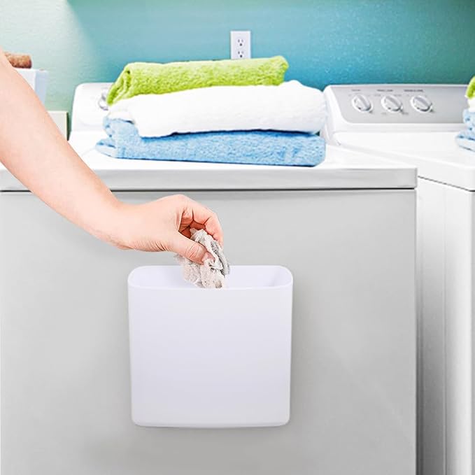 Picowe Magnetic Laundry Storage, Large Lint Holder Bin, Space-Saving Trash Container Hanging on Dryer, Washer or Wall Mount (Gray White) - Image 5