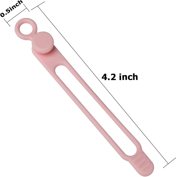 Silicone Cable Ties, Cord Organizer Cable Management(16Pcs-Pink) | Reusable Cord Ties for Electronics, Office Desk Accessories, Home Travel Essentials, Easy to Use, 4.2 Inch - Image 2