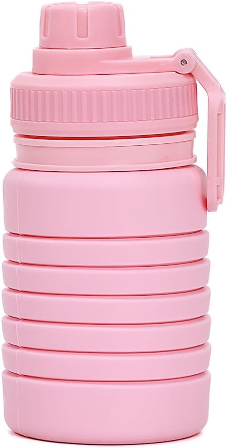 750ml Collapsible Silicone Travel Water Bottle – Foldable Portable Design, Food-Grade Material, Boiling Water Ready, Lightweight for Camping, Hiking and daily use (Pink) 3.03 X10.91 IN - Image 2