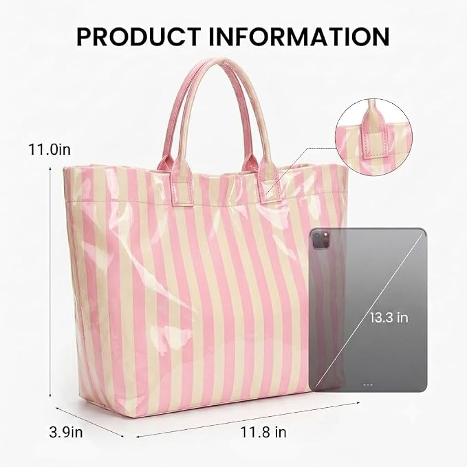 Lushandy PVC Tote Bag for Women Jelly Beach Bag Top Handle Hobo Handbag | Water-Resistant, Wipe Clean, Lightweight - Image 4