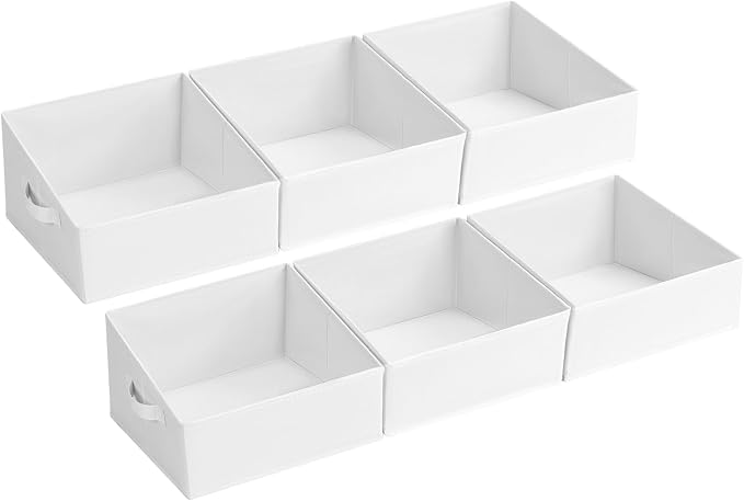 DIMJ Closet Storage Bins 6 Pack - Fabric Trapezoid Organizer Bin, Foldable Storage Baskets for Shelves, Closet Shelf Organizer, Clothing Storage Box for Toys, Books, Towel, Clothes, White by DiMJ