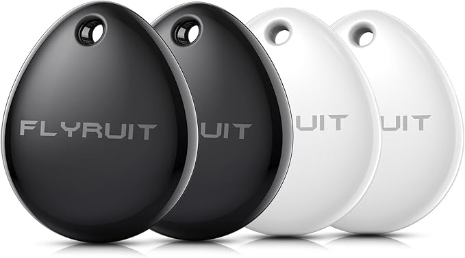 Air Tracker Tags-4 Pack for Apple Find My, iOS Only, Official MFi Certified | Mini Bluetooth Key Finder locator with sound, Travel Cruise Essential, Smart Luggage tracker for iPhone, Suitcases, Backpack by Flyruit
