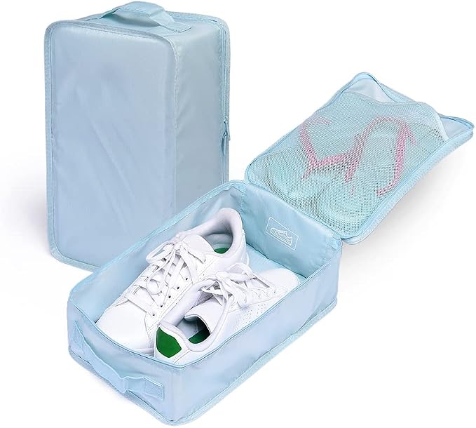 Travel Shoe Bags, Foldable Waterproof Shoe Pouches Organizer-Double Layer (4 Blue Shoe Bag) - Image 5