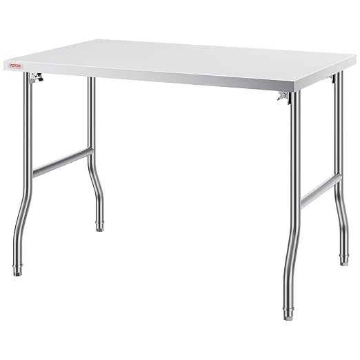 VEVOR Stainless Steel Foldable Work Table, 48 * 30 Inch Heavy Duty Food Outdoor Stainless Steel Worktable for Commercial Kitchen Restaurant - Image 9